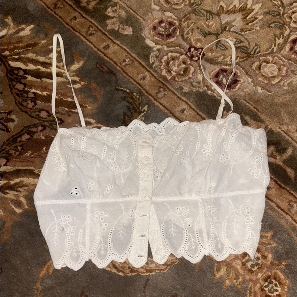 White Eyelet Lace Crop Top